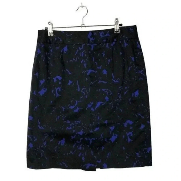 J. Crew Black & Blue Printed Knee Length Pencil Skirt 8 - Picture 1 of 2